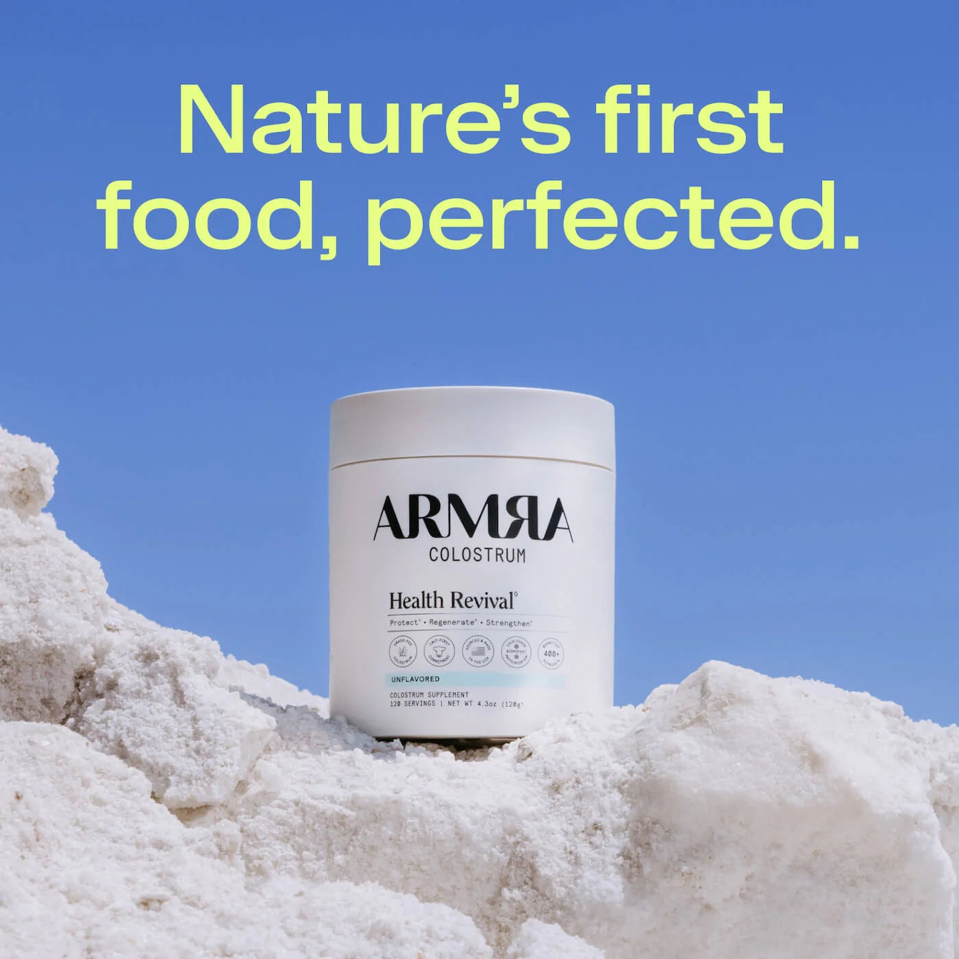 ARMRA Colostrum Powder Unflavored - Gut Health, Immunity, Skin & Hair (120 Servings) ARMRA